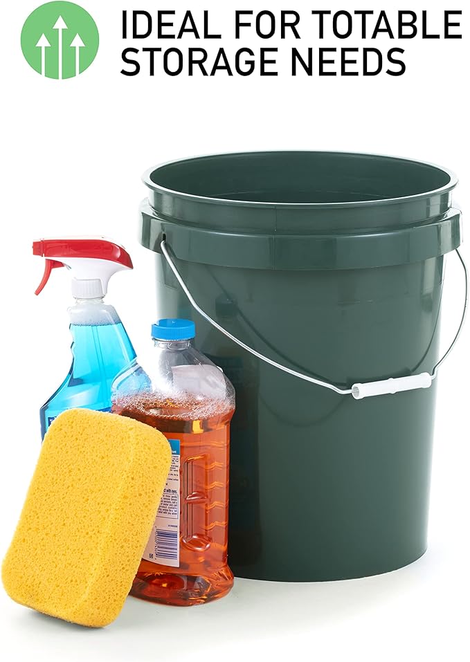 United Solution ECOSense 5 Gallon Bucket Heavy Duty Comfortable Handle Perfect for on The Job Home Projects or Cleaning Made from 90% Recycled Materials.100% Recyclable (Pack of 3)