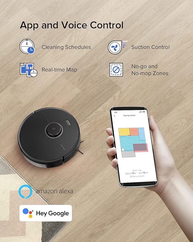 roborock S5 MAX Robot Vacuum and Mop Cleaner Self-Charging Robotic Vacuum Lidar Navigation Selective Room Cleaning No-mop Zones 2000Pa Powerful Suction 180mins Runtime Works with Alexa
