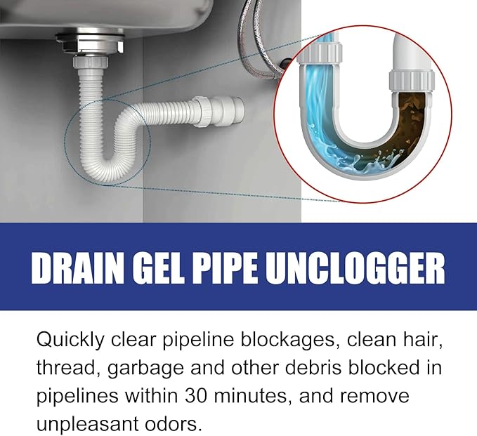 Pipe Drain Unblocker for Kitchen &amp Bathroom - Odor Eliminator Clog Remover Grease Dissolver(2PCS)