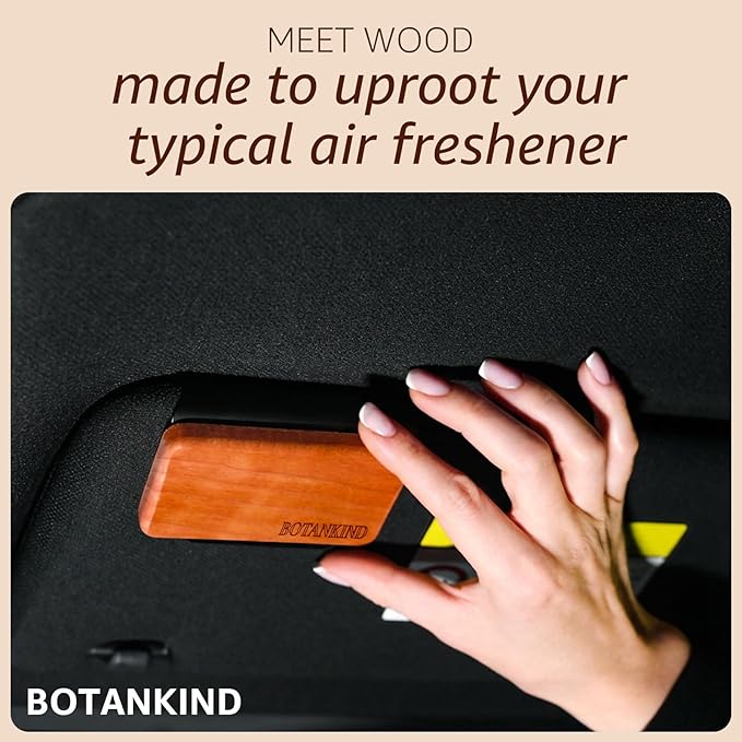 Car Air Freshener- Original Wood Air Freshener-Car Odor Eliminator for Visor Clip-Long Lasting Scent Vehicle Scent Diffuser for Truck SUV Sedans - 4 pack Included 2 Clips (Teak-Amber-Cabana-Grove)