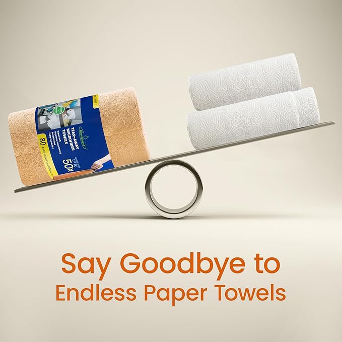 Greenfound Microfiber Cleaning Cloth Roll -80 Pack 11.5x11.5 Tear Away Towels Reusable and Washable Rags Orange