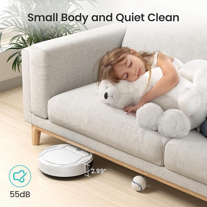 Lefant Robot Vacuum Cleaner Strong Suction 120 Mins Runtime Slim Low Noise Automatic Self-Charging Wi-Fi/App/Alexa Control Ideal for Pet Hair Hard Floor and Daily Cleaning M210