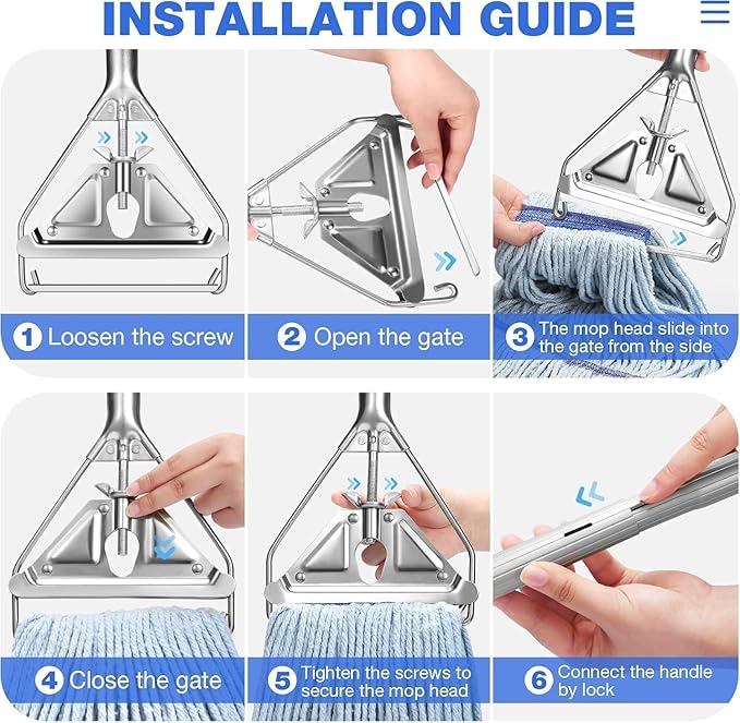 Commercial Mop Handle Heavy DutyIndustrial Metal Mop Stick Replacement for Home Garage Office WorkshopWarehouse Floor Cleaning2Pack