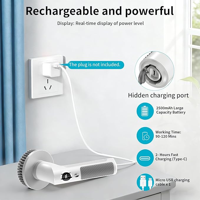 Electric Spin Scrubber Cordless 20W High-Torque Cleaning Brush Scrubber IPX7 Waterproof Electric Scrubber with Dual Speed for Kitchen Bathroom (S8)