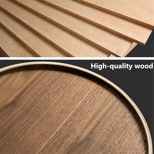 Natural Wood Trash Can Round Stackable Wastebasket Garbage Recycling Bin for Bathrooms Powder Rooms Kitchens Home Offices (Light Wood)