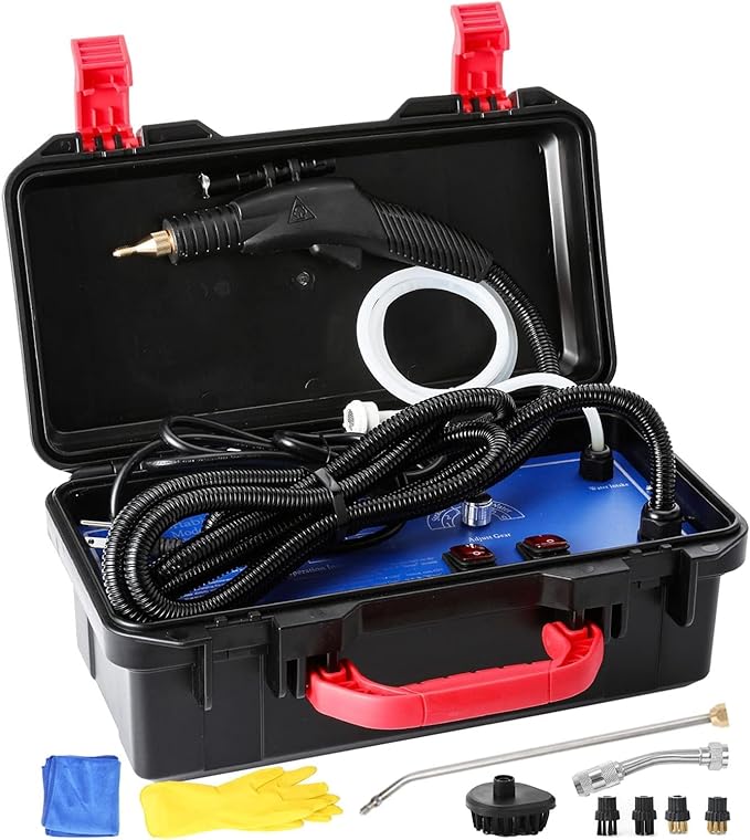 Moongiantgo High Pressure Steam Cleaner 1700W Power High Temp Portable Handheld Cleaning Machine for Car Detailing Tankless Heavy Duty for Home Use Kitchen Bathroom Grout Tile