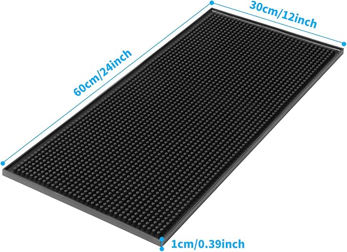 2 Pack Heavy-Duty Bar Mat Pad PVC Rubber Dish Drying Spill Matting for KTV Bar Glass Home (XL:24x 12)