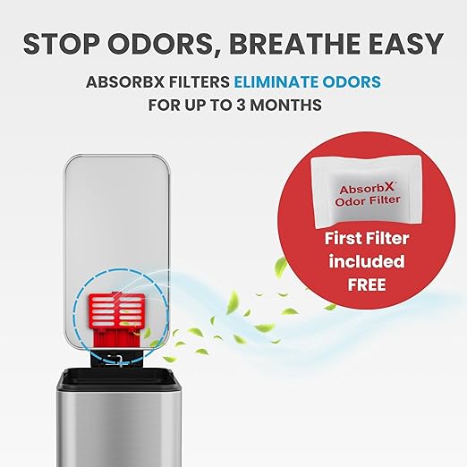 iTouchless SoftStep 3 Gallon Bathroom Slim Step Trash Can with Odor Control System &amp Removable Inner Bucket Fingerprint-Proof Stainless Steel Wastebasket for Bathroom Office and Tight Spaces