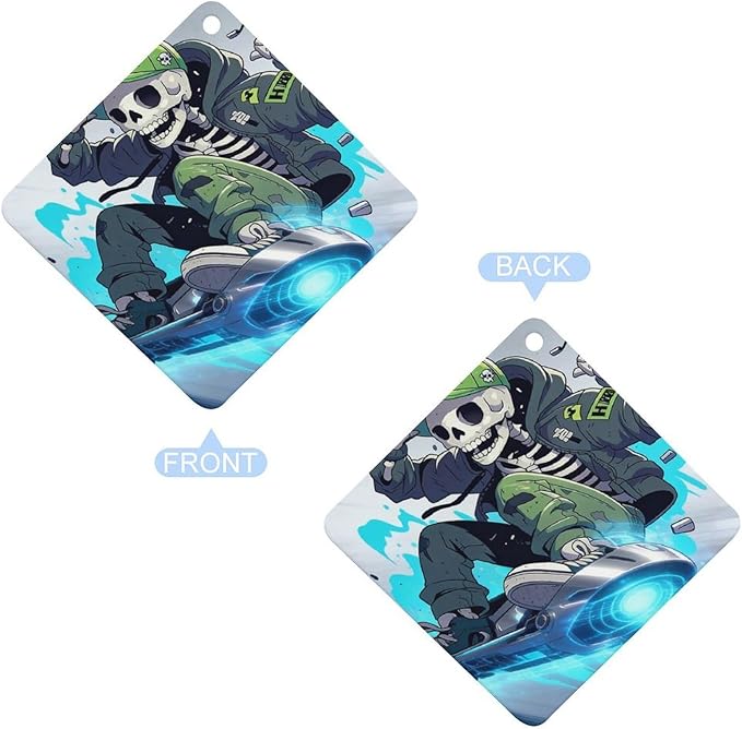 5PCS Car Air Freshener Hanging Personalized Double Sided Skull Skater Car Fresheners Long Lasting New Cars Scents Cute Automotive Freshies for Closets Drawers (tea)