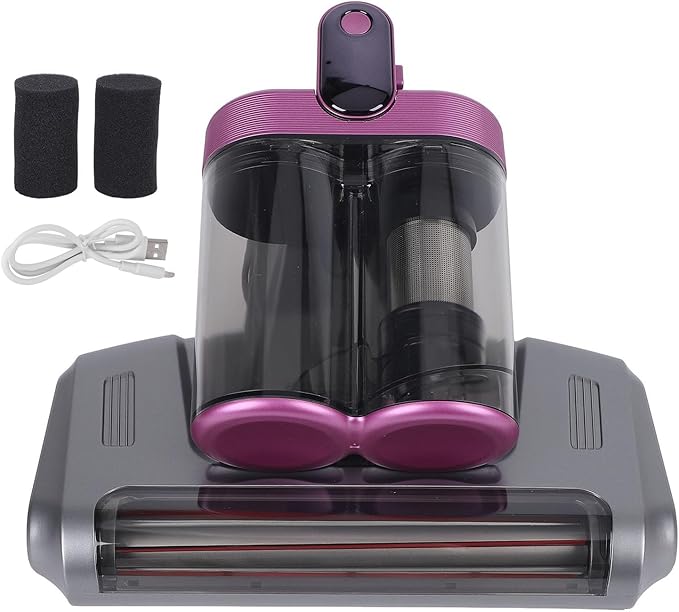 ANGGREK Bed Vacuum Cleaner 520ml Large Dustbin 13000pa Suction Vaccum for Dust Pet Hair (Grey Purple)