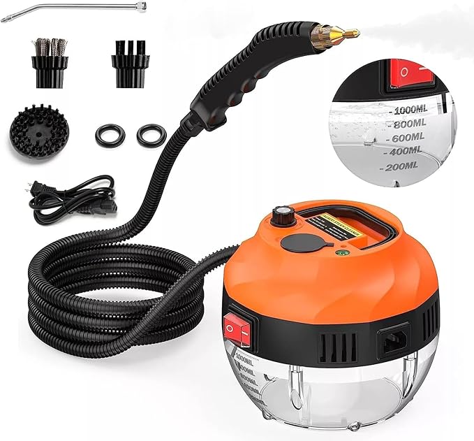 High Pressure Steam Cleaner Handheld Steam Cleaner for Home Kitchen Cleaning Hardwood Floor Furniture Car Bathroom Grout and Tile 1500W 6 Adjustable Steam Setting