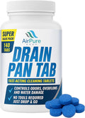 Air Pure Drain Pan Tabs - 140 Flow Treatment Tablets for HVAC &amp AC Condensate Pan Treatment | Prevents Overflow Cleans Drain Lines &amp Eliminates Odors
