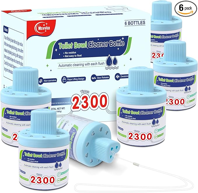 Toilet Bowl Cleaner Automatic Long-Lasting Blue Toilet Cleaner Bottle Septic Safe Toilet Bowl Tablets in Bottles Fresh Bathroom &amp Deodorize 6 Pack 2300 Flushes Each