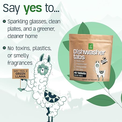 Dish Washing Machine Tablets Pack of 40 - Fragrance-Free PVA-Free Non-Toxic Dishwasher Tablets in Compostable Packaging – Women-Owned Company Leaping Bunny Certified