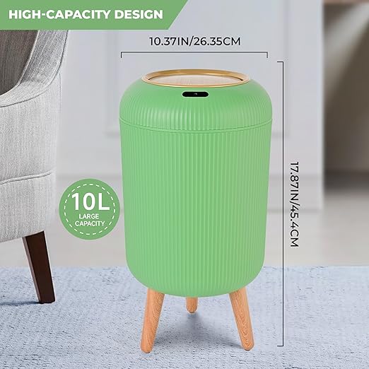 Pukomc Smart Sensor Wastebasket Convenient and Hygienic Easy to Use Technology Sensor Waterproof Wastebasket Plastic Trash can for Kitchen Bathroom Bedroom Living Room Office and Outdoor Green