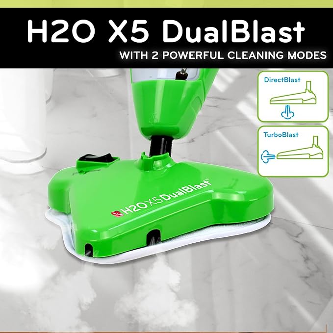 H2O X5 Dual Blast Steam Mop &amp Handheld Steam Cleaner | 5-in-1 Floor Steamer | Forward-Blast Mop Head for Edges &amp Tough Messes | Hardwood Tile &amp Laminate Cleaner