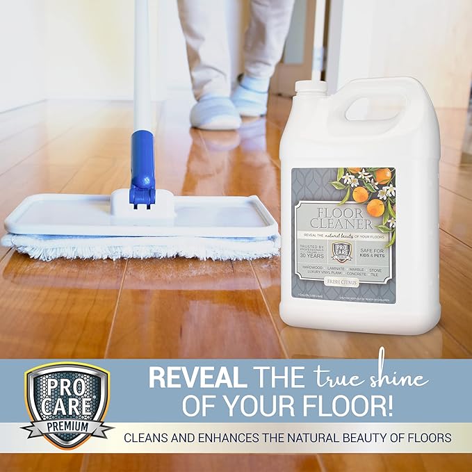 ProCare Floor Cleaner (Made in USA) | Tile Stone Laminate Vinyl &amp Natural Wood Floor Cleaner for Mopping Household Supplies Cleaning Solution with Citrus Aroma - 1 Gal (128 Fl Oz)