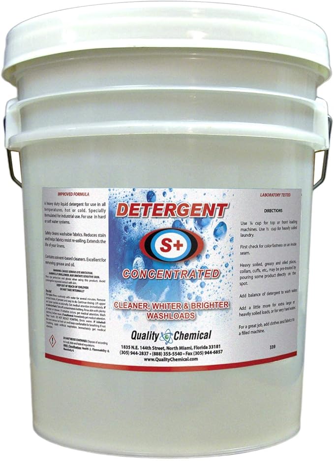 Detergent S+ Solvent-based Laundry detergent removes stains from sun-tan oil and food stains-5 gallon pail
