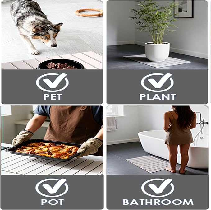 Stone dish drying mats for kitchen counter large 23.6L x 15.4W foldable diatomite dish stone drying mat quick dry extra fast absorbent roll up rack White/Black foldable stone dish drying mat