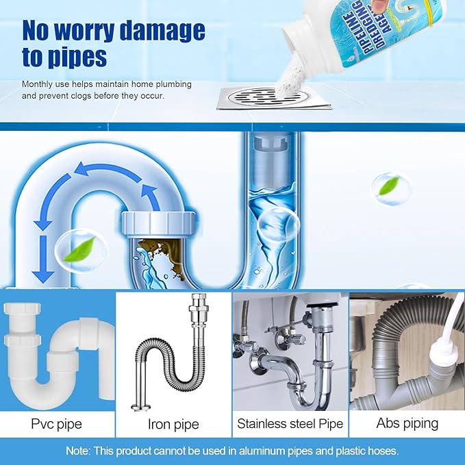 Pipeline Dredging Agent Drain Clog Remover Powerful Unclog Sink Drain Cleaner for Kitchen Bathroom Sinks Tubs Pipe Cleaning Tool (2PCS)