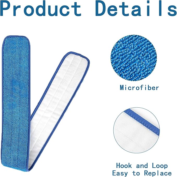 4Pcs Large 48 Inch Commercial Microfiber Mop Pad – Heavy Duty Flat Wet/Dry Replacement for 48″ Mop Frame – Washable &amp Reusable Industrial Warehouse Gym Floor