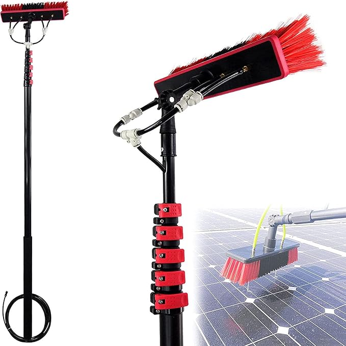 Water Fed Pole Kit Window Cleaning Brush Extendable Water Spray Pole Brush for Cleaning Window Solar Panels/30Cm/7.2M/24Ft
