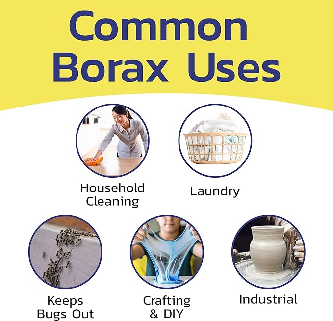 Raw Borax (10 lbs) - 100% Pure Unscented Multi-Purpose Cleaner &amp Detergent Booster - Natural Household Cleaner and Stain Remover - Made in the USA