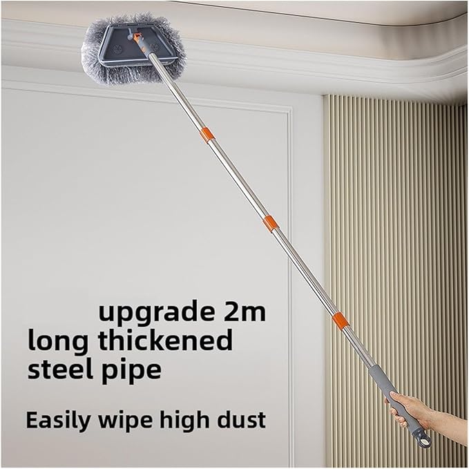Portable Fold Triangle Head Floor Mop Cleaner Tool 360 Rotation Cleaning for Kitchen Walls and Ceilings Microfiber Pad(Combination-B)