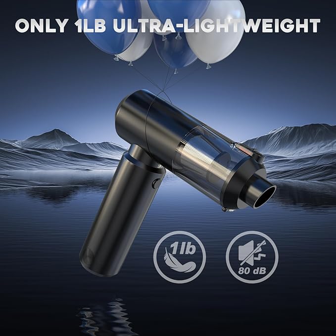Cordless Handheld Vacuum with 6000mAh Power Bank &amp LED Light – 3-in-1 Car Vacuum Air Blower &amp Phone Charger 20000Pa Strong Suction 1lb Mini Vacuum for Car Home Pet Hair &amp Travel
