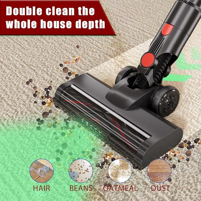 Cordless Vacuum Cleaner Home Lightweight Cleaner with LED Display 3 Modes 6 in 1 Stick Vacuum House Rechargeable of 45Min Detachable Battery Self-Standing Cleaner Floor Carpet Pet Hair