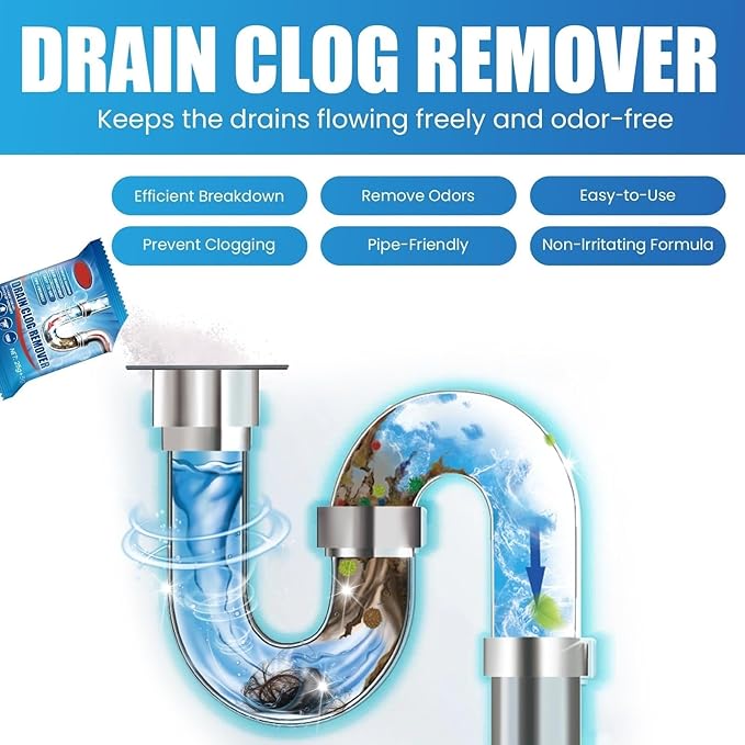 Drain Clog Remover Powder Sewer Cleaning For Hair &amp Debris Quick-Acting(1box)