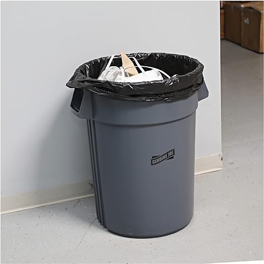 Genuine Joe GJO01535 Heavy Duty Low-Density Puncture Resistant Can Liner 60 gallon Capacity 56 Length x 39 Width x 1.50 mil Thickness Black (Box of 50)