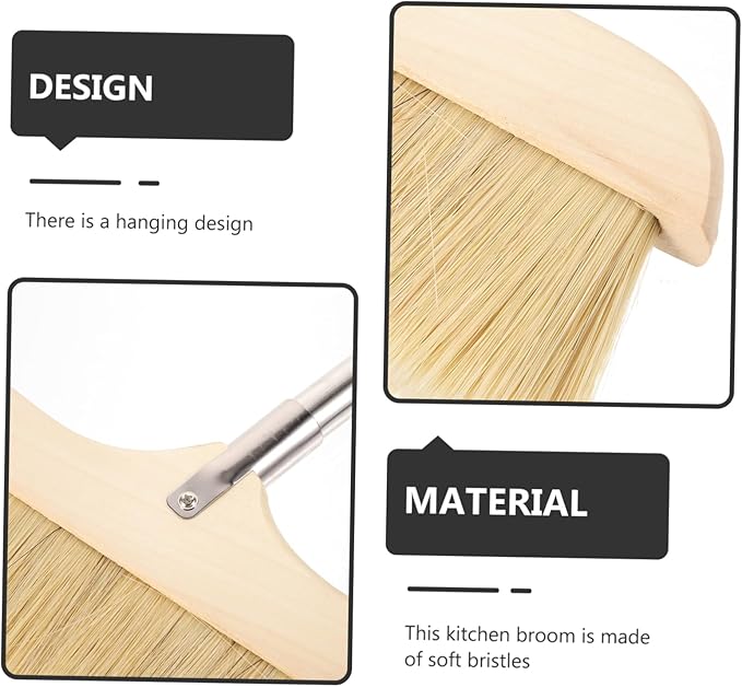 Bristle Broom Handle Soft Bristles for Floor Cleaning for Use Construction for Carpets and Hardwood Floors