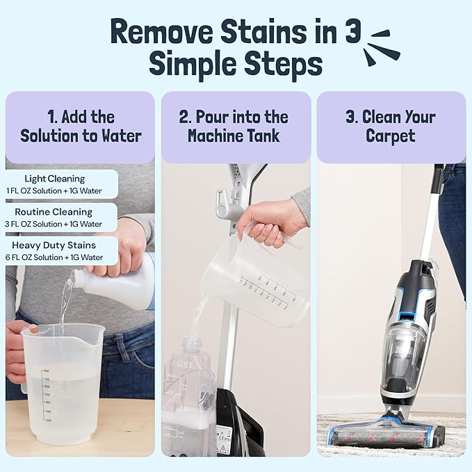 Sunny &amp Honey Carpet Cleaner Solution - Deep Stain Remover &amp Odor Deodorizer - Pet Carpet Cleaner &amp Rug Shampoo (32 Fl Oz Light Lavender)