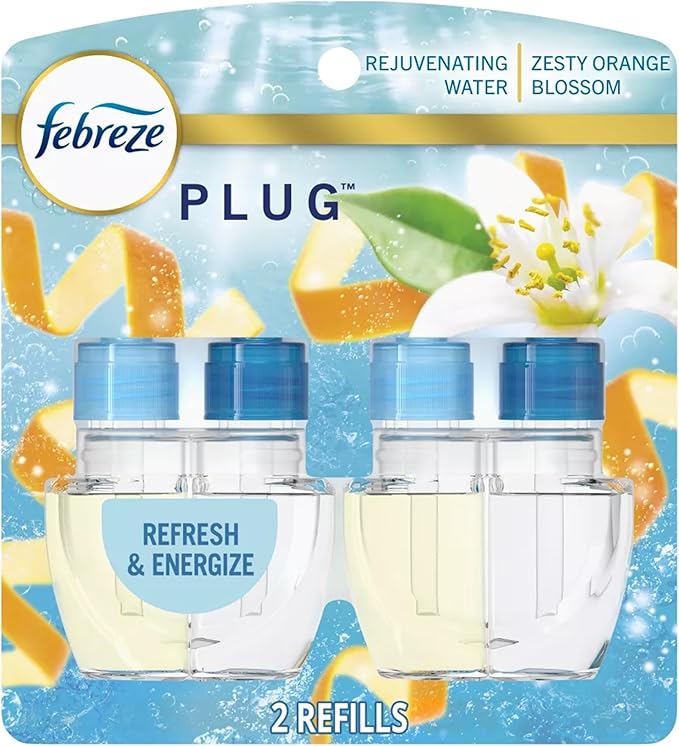 Febrezee Plug In Refills New Luxe Limited Edition Plug In for Odor-Fighting Fade Defy PLUG Air Freshener (2) Count of 0.87 fl oz Refills (Refresh &amp Energize)