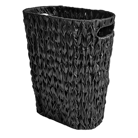 5 Gallon Wicker Trash CanBlack Bathroom Trash CanWicker Trash Basket with HandlesHandwoven Small Waste Basket for BathroomBedroomKitchenOffice20 Liters