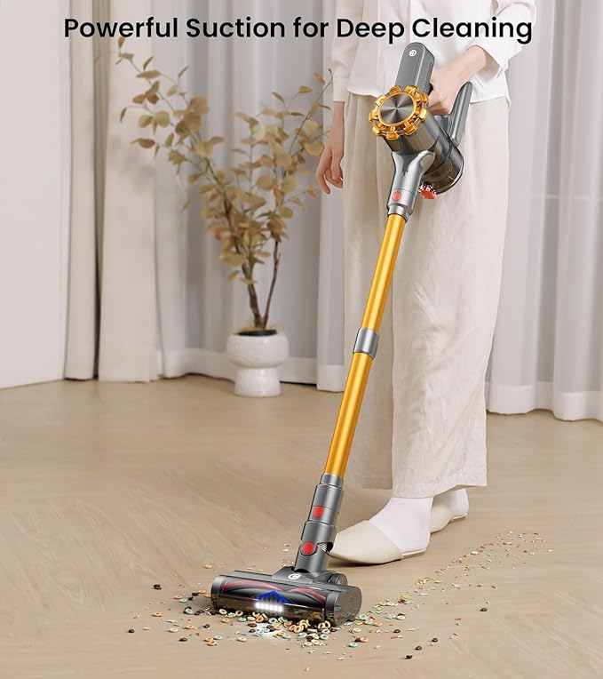 Cordless Vacuum Cleaner 550W/45Kpa Vacuum Cleaners for Home with LED Display 8 in 1 Lightweight Stick Vacuum with 60Min Runtime Anti-tangle Wall Mount Charging for HardFloor/Carpet/Pet Hair