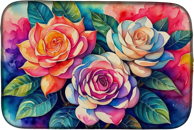 Caroline's Treasures DAC1434DDM Gardenias in Color Dish Drying Mat Absorbent Dish Drying Mat Pad for Kitchen Counter Dish Drainer Mat for Countertop 14 x 21 Multicolor