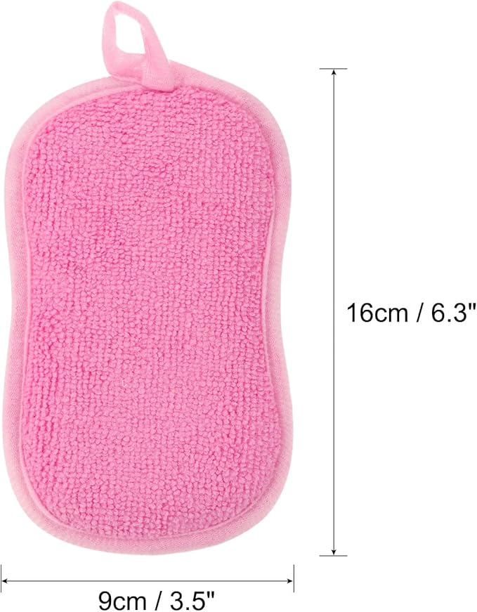 uxcell 10 Pcs Non Scratch Microfiber Kitchen Dish Sponge Scrubbers Pink 16 x 9 cm / 6.3 x 3.5 inch(L x W)