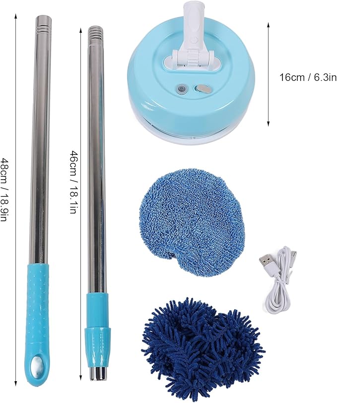 Cordless Electric Mop Cordless Power Mop with Flexible Head and Telescoping Rod Powerful Spin Cleaning for Floor Window Ceiling Includes 6Pcs Accessories for Home Use (Style 1)