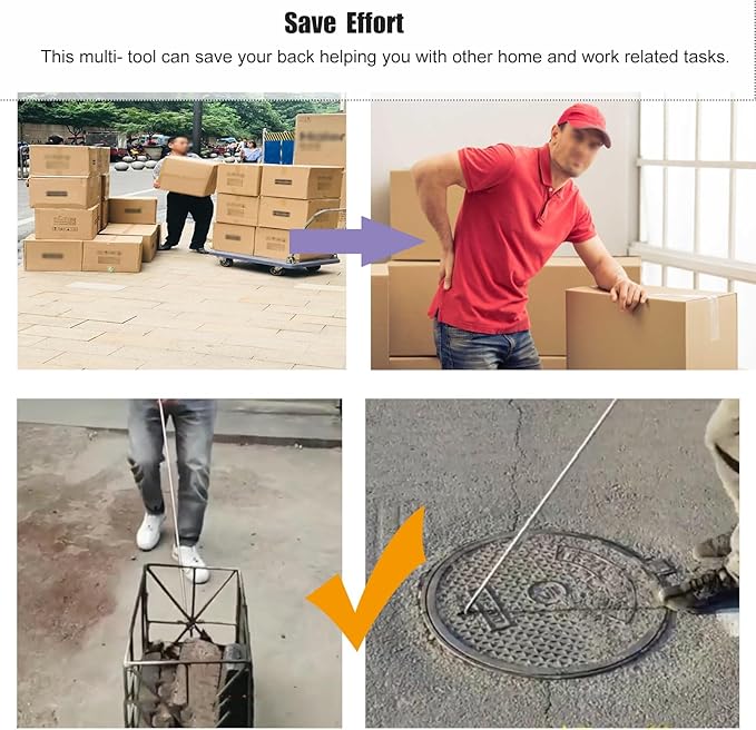 Drain Grate Cover Lifting Tool Roller Shutter Puller Hook for Sewer Maintenance Retrieving Cable Garbage Disposal T Stainless Steel Manhole Lid Opener (Color : 12mm Size : 40cm/15.7in)