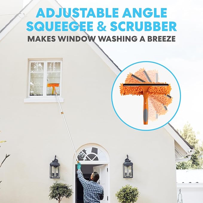 Simpli-Magic 20 Foot High Ceiling Duster Kits with 5-12ft Heavy Duty Extension Pole High Reach Duster for CleaningMicrofiber Feather DusterCobweb DusterCeiling Fan DusterWindow Squeegee &amp Cle