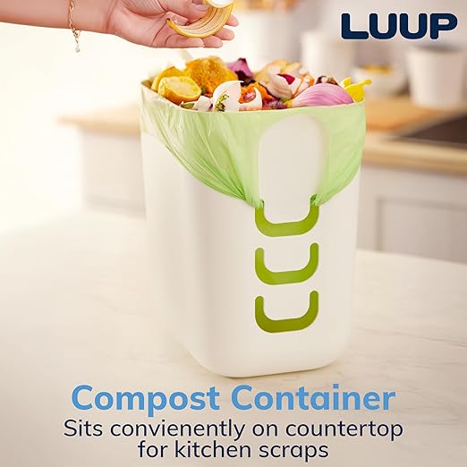 STORi Luup Bathroom Wastebasket 2pk Secure Grocery Bags Plastic Garbage Container for Vanity Laundry Room Kitchen Office 2.5 Gallon White Made in USA