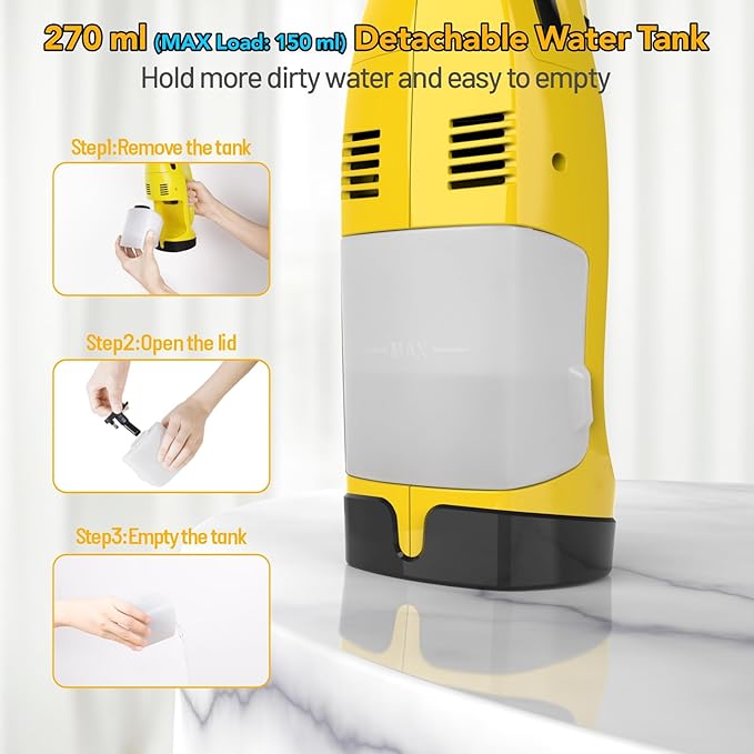 Rechargeable Window Vac Electric Window Vacuum Squeegee with 11 in. and 6.7 in. Squeegee Blades Cordless Window Vacuum Cleaner Set for Cleaning Windows Shower Doors Mirrors Tiles