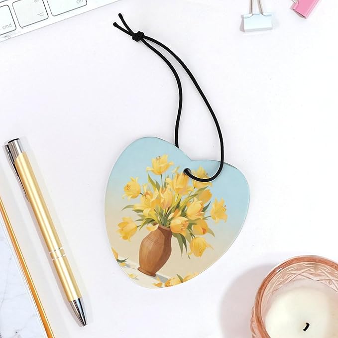5PCS Car Air Freshener Hanging Personalized Double Sided Yellow Lily Car Fresheners Long Lasting New Cars Scents Cute Automotive Freshies for Closets Drawers (tea)