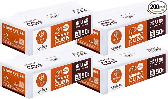 [Amazon.co.jp Limited] Japan Sanipack Smart Cube NOCOO IN Trash Bags 1.5 gal (45 L) Translucent Easy Removing Tissue Type 50 Sheets x 4 Pack 25.6 x 31.5 inches (65 x 80 cm) 0.017 mm) CSC40