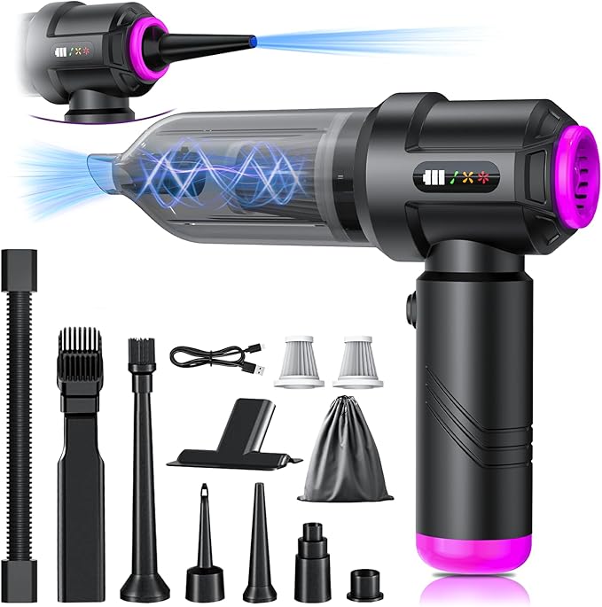Cordless Vacuum Cleaner - 22000PA Handheld Car Vacuum 4-in-1 Portable Mini Air Duster Rechargeable 3-Speed Small Powerful Gadgets &amp Gifts for Home Office Mattress Carpet Pet (Black)
