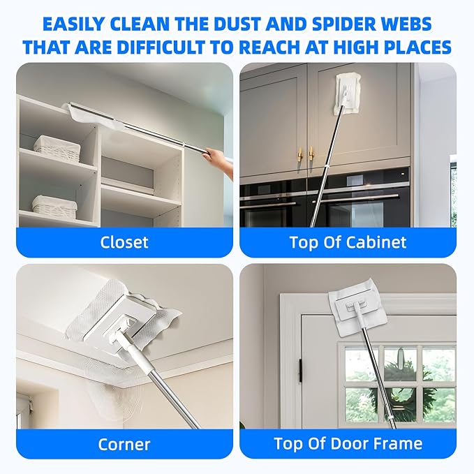 2026 New Snap Grip Mini Mop with 5 Reusable Cloths for Dry Wet Disposable Pads Zero-Touch Automatic Gripping Multi Surface Quick Cleanups for Alternative to Swiffer Sweeper
