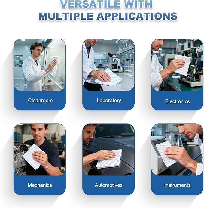 Anti-Static Microfiber Wipes 9x9(50 PcsClass 100 200GSM) Lint Free Cloths Reusable Special ESD protection design is suitable for protecting sensitive electronic components and tools