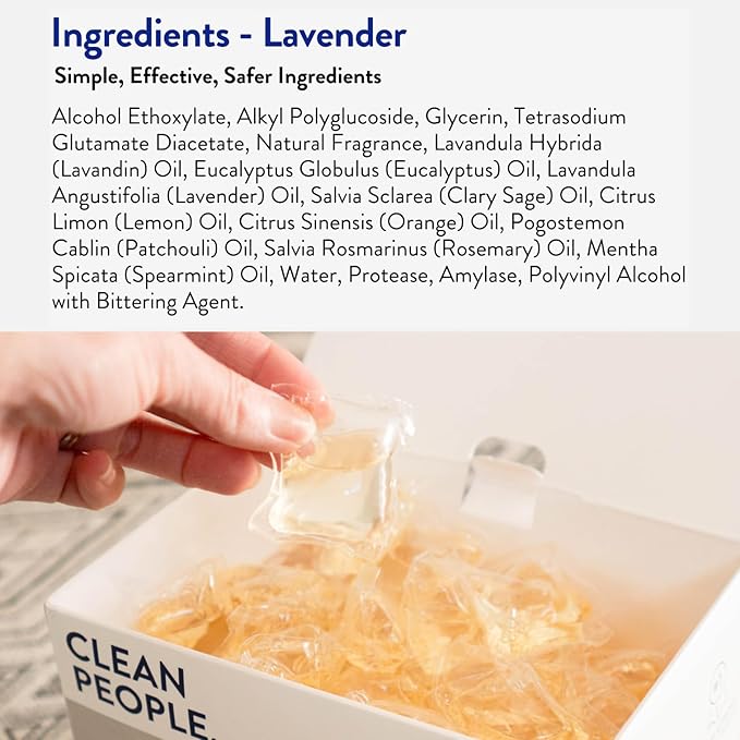 The Clean People Laundry Detergent Pods - Hypoallergenic Laundry Pods - Ultra Concentrated Recyclable Packaging Stain Fighting - Lavender 192 Pack